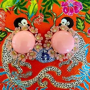 Vintage pink clip on earrings
